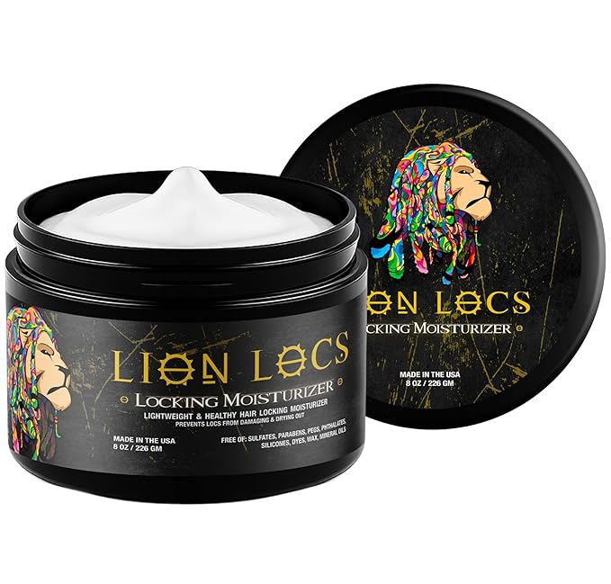Lion Locs Hair Locking Dreads Moisturizer for Dreadlocks, Locks, Microlocs, Interlocks, Braids, Fauxlocs, Sisterlocks | - Large Container Residue and Build-Up Free (8oz) (Regular)
