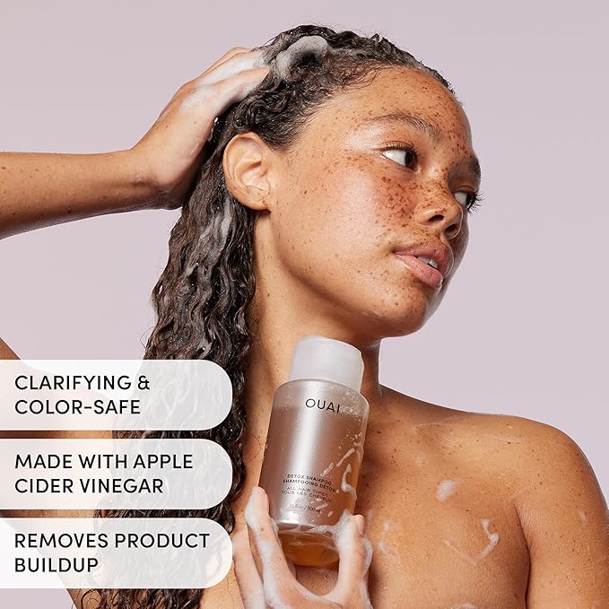 OUAI Detox Shampoo & Medium Hair Conditioner Bundle - Clarifying Shampoo for Build Up, Dirt, Oil, Product and Hard Water & Hydrating Conditioner for Medium Hair (2 Count)