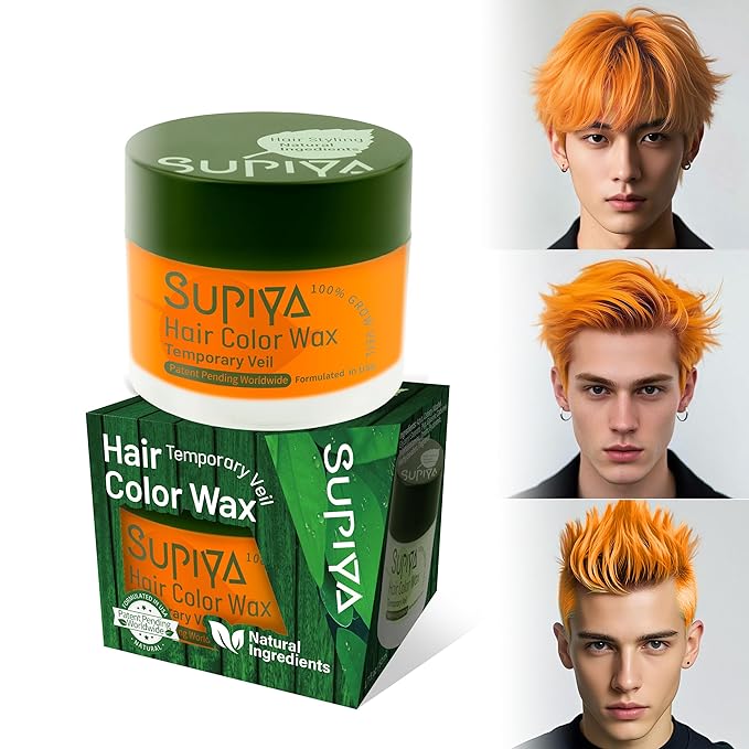 Temporary Hair Color Wax for Men - SUPIYA Washable Hair Wax Color, All-Day Hold Disposable Hair Wax for Party, Cosplay & Daily (Color # XC302)