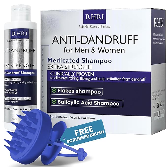 Anti Dandruff Shampoo for Men & Women | Extra Strength Medicated Shampoo with 2% Salicylic Acid and Tea Tree Oil for Itchy, Dry Scalp, Flakes and Build-Up | Sulfate Free 200ml
