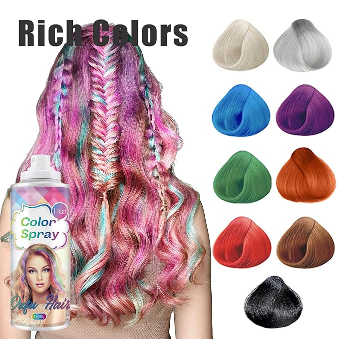 Temporary Hair Color Spray, Fired Red Hair Dye Pomades for Kids and Women-Perfect for Cosplay, Christmas, and Halloween Parties, Natural Washable Quick-Drying, One-Time Use in one wash (Red, 120ml)