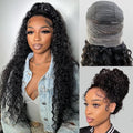 360 Glueless Wigs Human Hair 26 Inch Pre Plucked Hidden Strap Deep Wave Lace Front Human Hair Wigs With Drawstring 180 Density Wet and Wavy HD Full Lace Front Wigs Human Hair