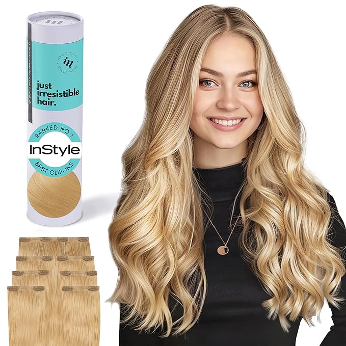 Irresistible Me Real Human Hair Extensions Clip Ins – 100% Human Hair Clip In Extensions for Length & Volume – Invisible Extension – Heat Resistant & Dyeable – Honey Blonde, 20 Inches