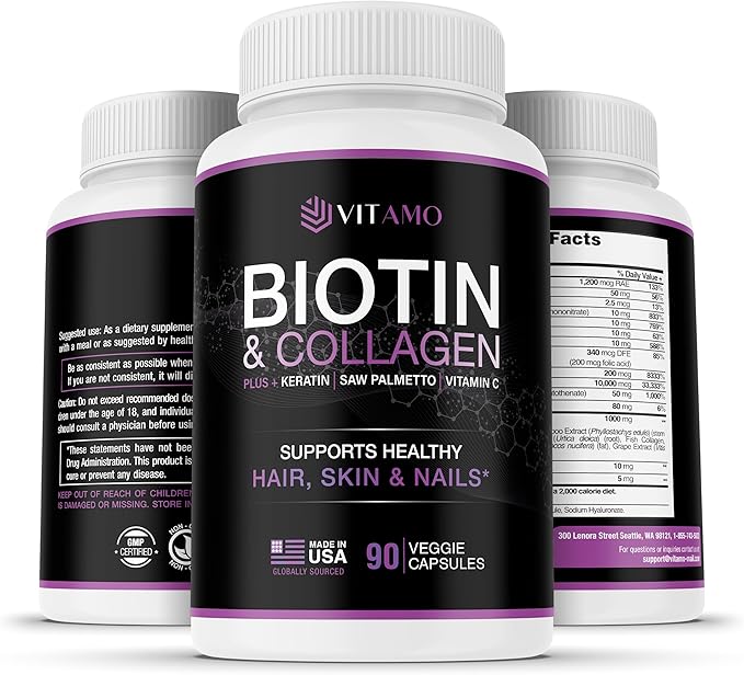 Vitamo Postpartum Hair Loss Vitamins for Women | Postnatal Hair Growth with Hyaluronic Acid, B-Complex, Biotin, Collagen & Keratin | Advanced Hair, Skin & Nails Supplement | 90 Capsules