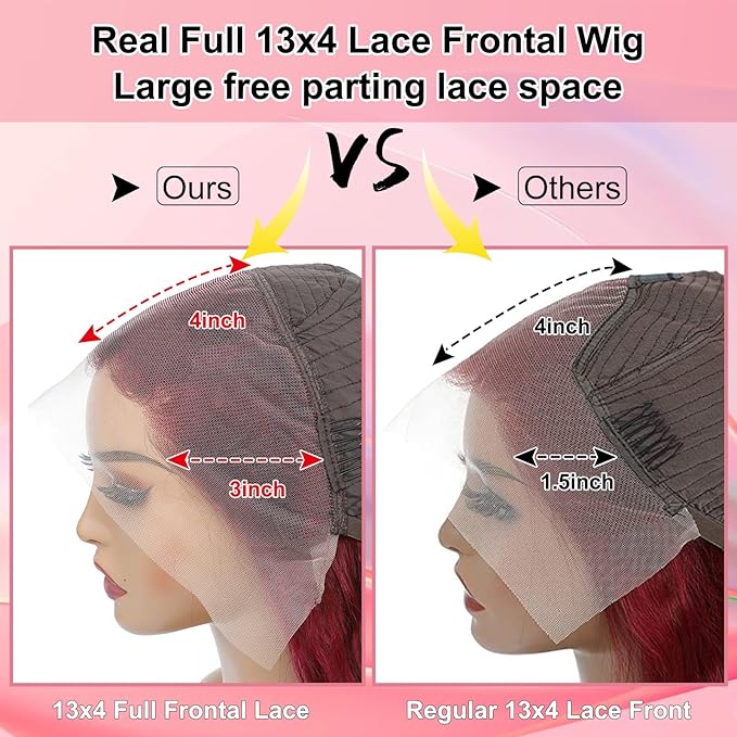 MEIMEI 200 Density Lace Front Wigs Human Hair Loose Wave 99J Burgundy 15A 13x4 Full Large Lace Space Frontal Wig Pre Plucked Burgundy Loose Deep Wave Wigs Human Hair
