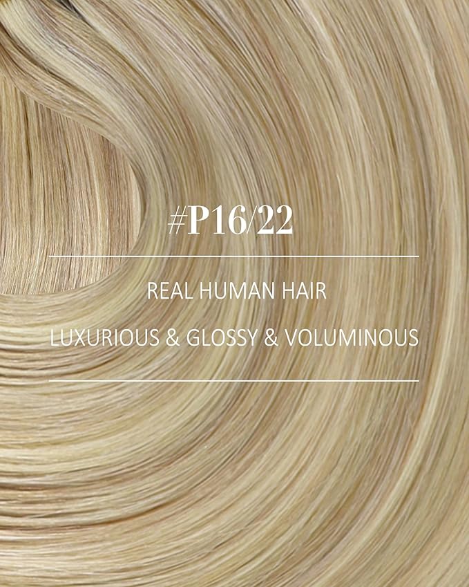 YoungSee Clip in Human Hair Extensions Blonde Clip on Hair Extension for Women Light Blonde Mixed Golden Blond Hair Extension Clip ins for Full Head 7Pcs 20In 120G