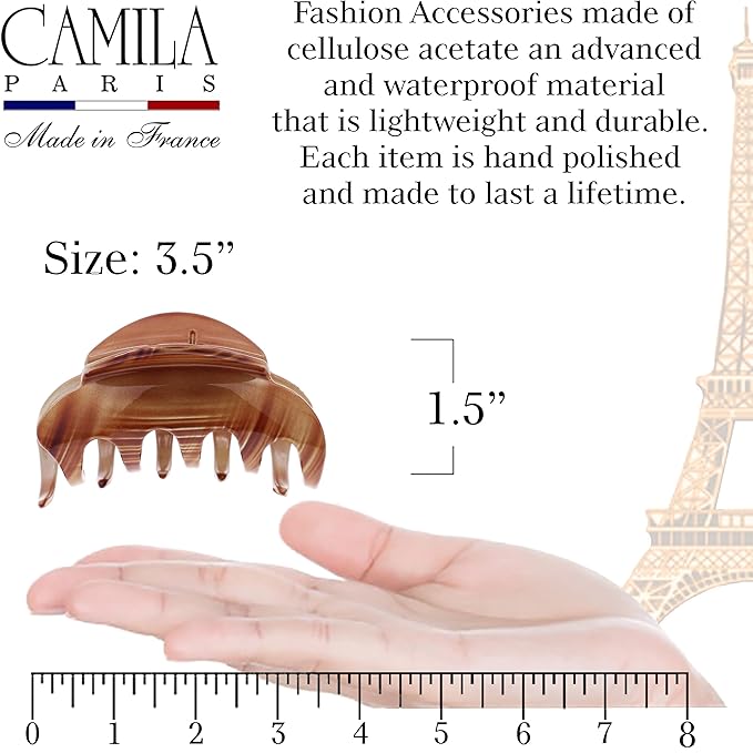 Camila Paris CP3216 French Hair Clip for Women for Thick Hair for Long Curly Wavy Hair, Large, Girls Hair Claw Clips Jaw Styling Hair Accessories for Women, Strong Hold No Slip Grip, Made in France