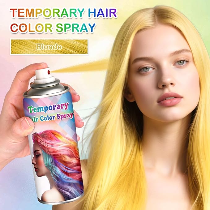 Gold Hair Spray Color Temporary Kids,Natural Washable Temporary Hair Dye for Halloween,Christmas Cosplay Party,120ML (Gold)