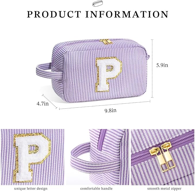 YOOLIFE Teen Girl Gifts - Birthday Gifts for 4 5 6 7 8 9 10 11 12 13 14 15 16 Year Old Girl Gifts, Gifts for Women Teen Girls Kids Sister Her, Valentines Day Gifts for Kids, Initial Girls Makeup Bag A