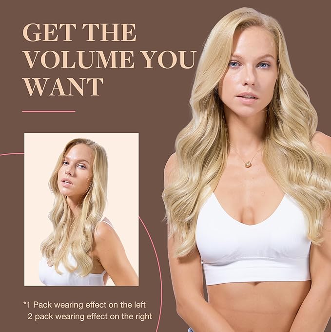 GOO GOO Clip in Hair Extensions Real Human Hair, Remy Human Hair Extensions Clip ins for Women, Natural Human Hair, 20inch 120g 7Pcs, 17A/60A Ash Blonde Highlighted Platinum Blonde