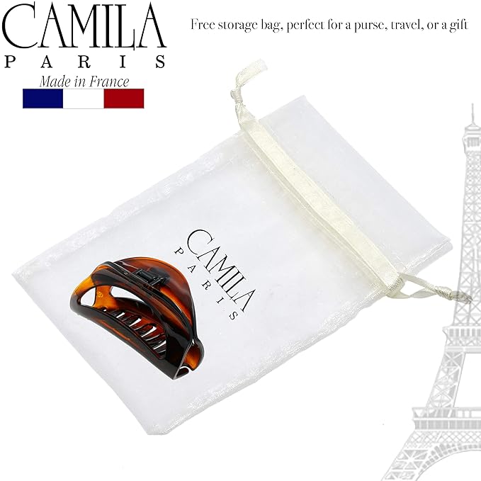 Camila Paris CP1561 French Hair Clip for Women Thick Hair for Long Curly Wavy Hair, Girls Hair Claw Clips Jaw, Durable Styling Big Claw Clip for Thick Hair, Strong Hold No Slip Grip, Made in France