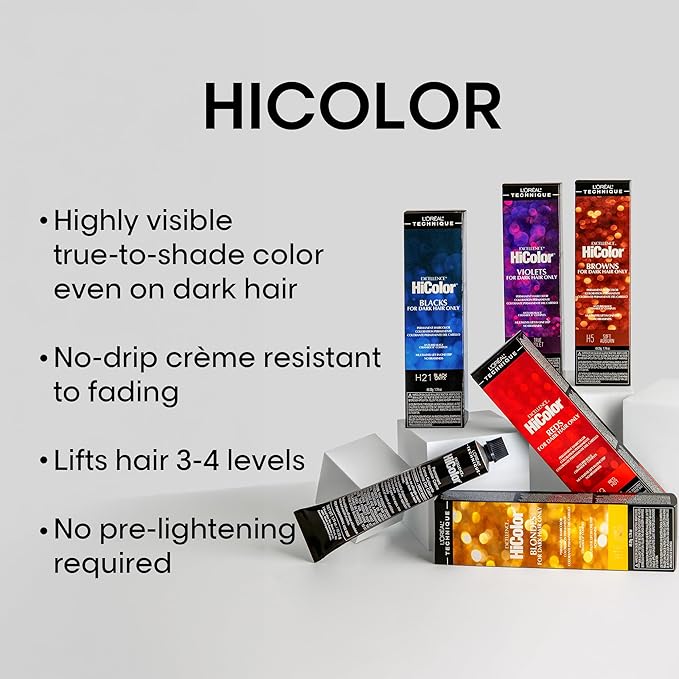 L'OREAL TECHNIQUE HiColor Browns & Blondes Permanent Hair Color - Lifts Dark Hair in One Step Leaving No Brassiness, Rich and Smooth Creme Formula, Intense & Long-Lasting, H6 Light Auburn