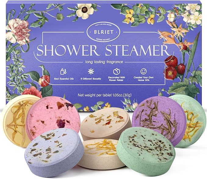 Shower Steamers Aromatherapy Spa Gifts for Women 8 Pack, Shower Bombs Birthday Gifts for Mom with Lavender Natural Essential Oils, Self Care Gifts for Women & Lover