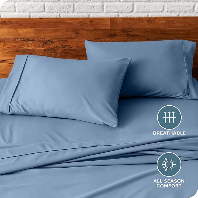 Bare Home Microfiber Pillow Cases - Standard/Queen Size Set of 2 - Cooling Pillowcases - Double Brushed - Coronet Blue Pillowcases 2 Pack - Easy Care (Standard Pillowcase Set of 2, Coronet Blue)