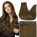 Full Shine Seamless Hair Extensions Clip in Medium Brown Human Hair 20 Inch Silky Brown Clip in Hair Extensions for Women Real Hair 3 Pcs 60 Gram