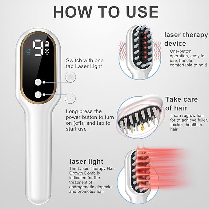 Red Light Therapy Hair Growth Brush, Electric Scalp Care Comb for Men and Women, Hair Wellness Treatment