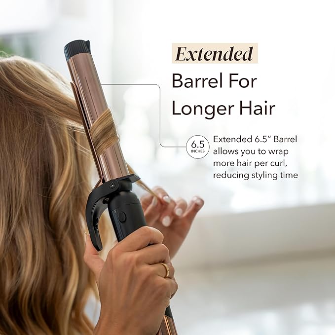 SRILabs CurlQ Curling Iron with 1 inch Extra Long Titanium Barrel, Ceramic Paddle Brush, and Thermal Brush with Rapid Heat Up, 12-Temperature Settings, and 360 Degrees Swivel Cord