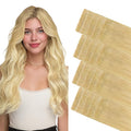 GOO GOO Invisi Edge Tape in Hair Extensions Human Hair, 18AT60A Pearl Ash Blonde Highlights 20pcs 20inch 50g, Virgin Remy Hair, Seamless Injected Tape, Natural Look
