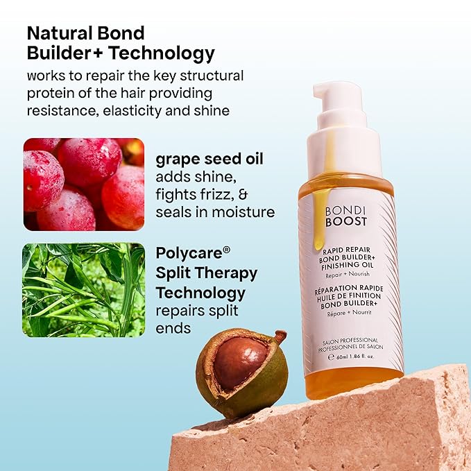 BONDIBOOST Rapid Repair Bond Builder Oil + Heat Protection [1.86 fl oz], Hair Oil for Damaged Hair, Strengthening & Nourishing Formula for Smoother + Healthier + Shinier Results