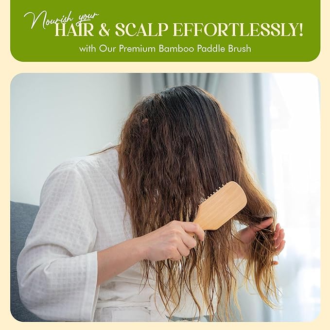 ORW OREN'S Bamboo Hair Brush for Hair Growth - Bamboo Bristle Detangler Paddle Brush, Scalp Stimulation – Natural, Sustainable Hair Care for Women, Men & Kids - Narrow