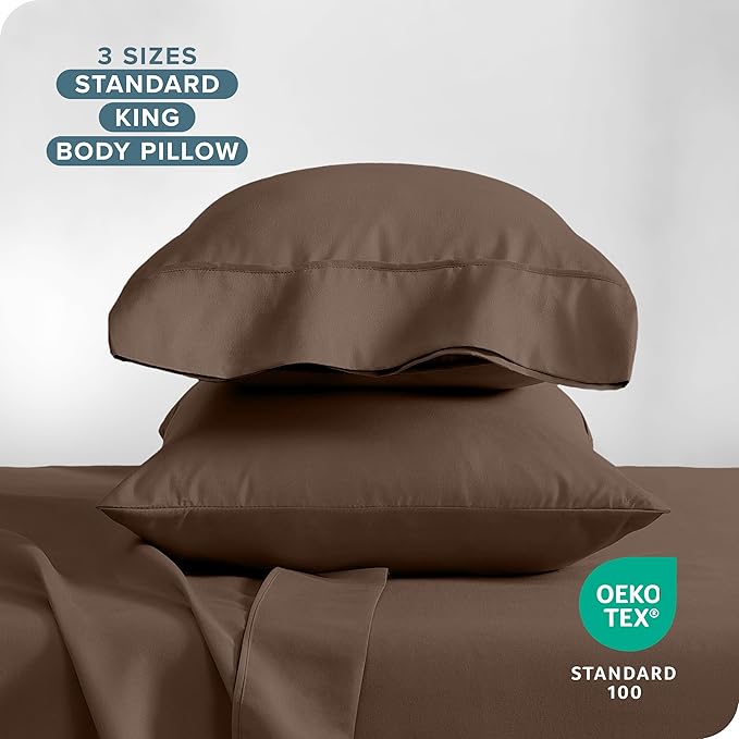 Bare Home Microfiber Pillow Cases - Standard/Queen Size Set of 2 - Cooling Pillowcases - Double Brushed - Cocoa Pillowcases 2 Pack - Easy Care (Standard Pillowcase Set of 2, Cocoa)