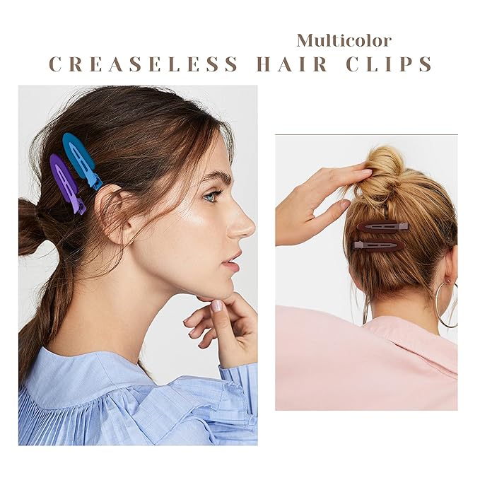 10 Pcs Creaseless No Crease No Bend Flat Hair Clips For Styling Non Slip Makeup Clips For Women Salon Hairstyle,Matte Brown Dark Blue Purple Green