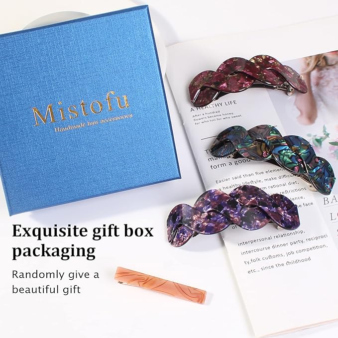 Women's Hair Barrettes - Elegant French Retro Accessories for Thick Hair Daily Wear (3pcs Large)