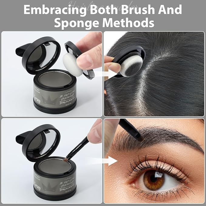 2 Pack Hairline Powder for Women and Men, Used to Root Touch Up Hair Color, Thinning and Gray Hair Coverage and Bald Spots Coverage, Gray