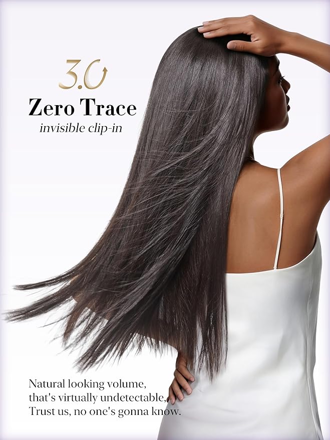LUVME 0.59mm Zero Trace Invisible Clip in Hair Extensions, Silky Straight 2 Pack 7 Pcs 100g 18 Inch, 100% Real Human Hair Clip Ins, Invisible Multi Piece Design with Fullness for Daily Wear