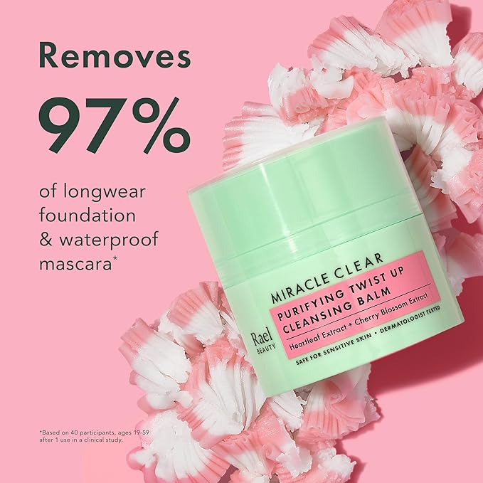 Rael Makeup Remover, Miracle Clear Cleansing Balm – Twist-Up Makeup Remover Balm with Rice Bran & Jojoba Oils, Korean Skin Care (1.69 fl oz)