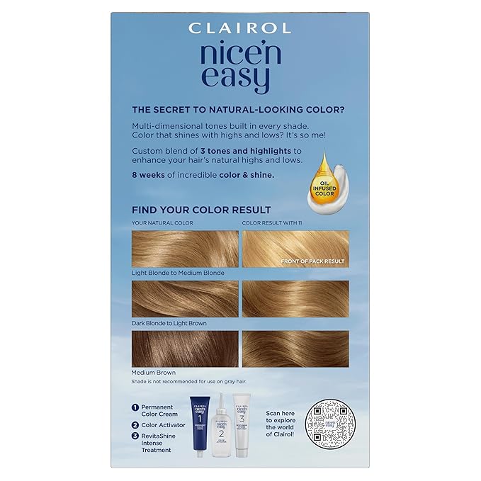 Clairol Nice'n Easy Permanent Hair Dye, 11 Ultra Light Blonde Hair Color, Pack of 1