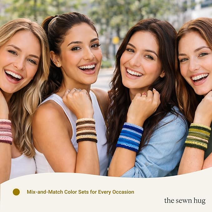 Boho Hair Ties, 20-Pack (4 Styles) Cute Elastic Bands for Thick or Thin Hair, No-Damage Stretch Bracelets, Brown Hair Accessories for Women & Girls (Berry Jamboree)