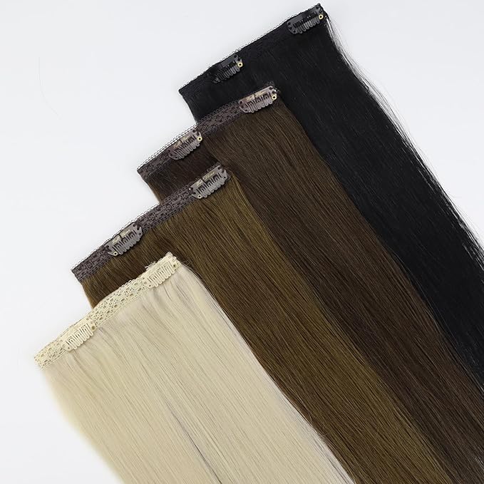 Full Shine 10 Inch Clip in Hair Extensions Jet Black Clip in Human Hair Extensions Straight Seamless Human Hair Clip ins for Thin Hair 3 Pcs 60 Grams