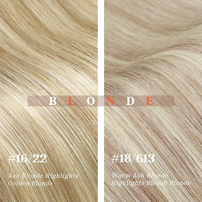 Ve Sunny Clip in Hair Extensions Real Human Hair Dark Blonde Highlights Golden Blonde Human Hair Clip in Extensions Real Human Hair Extensions for Women Thick Hair 7pcs 100g 14 inch