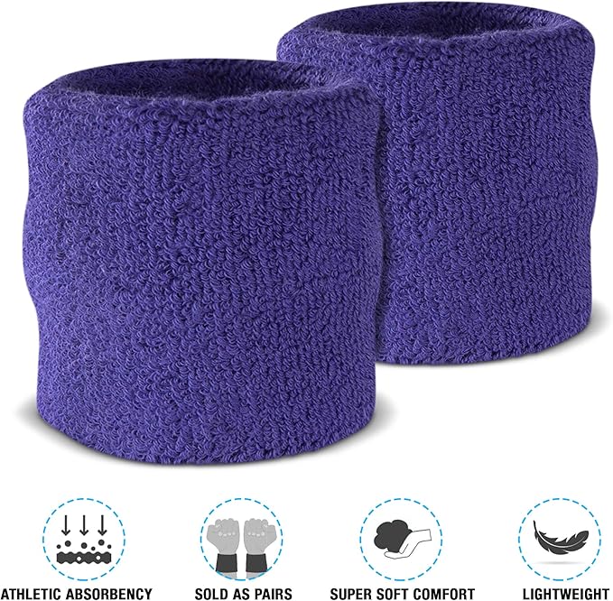 Suddora Sweatbands Set, Moisture Wicking 2 Wristbands and 1 Headband, Breathable Terry Cloth Athletic Bands for Basketball, Tennis, Yoga, Gym, Sweat Bands for Costumes and Cosplay