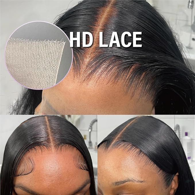 13x5 Body Wave Lace Front Wigs Human Hair Pre Plucked 180% Density HD Transparent Lace Frontal Wigs for Women Bleached Knots Glueless Wigs Human Hair with Baby Hair 26inch