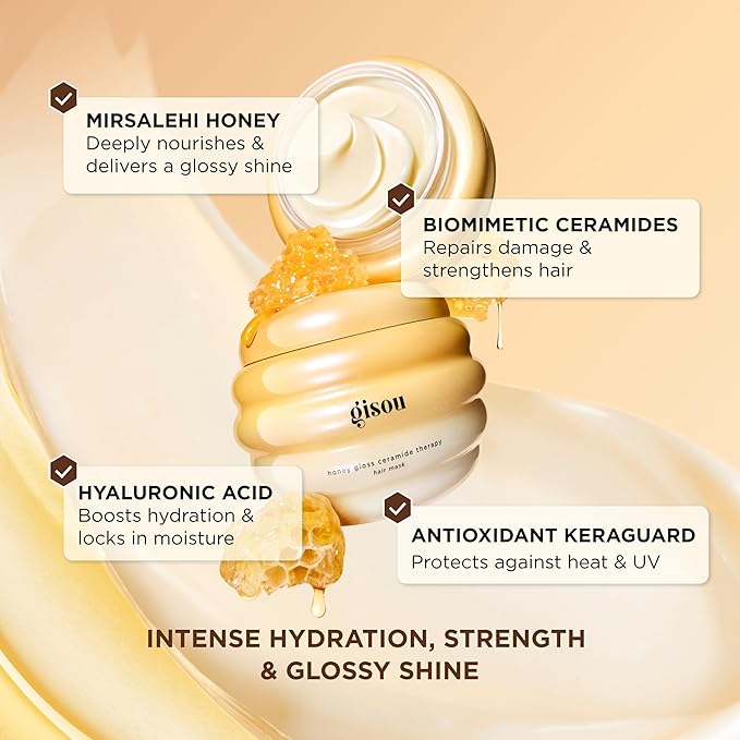Gisou Honey Gloss Ceramide Therapy Hair Mask Mini – Deep Repair & Hydration with Mirsalehi Honey, Ceramides & Hyaluronic Acid, 2.5 fl oz