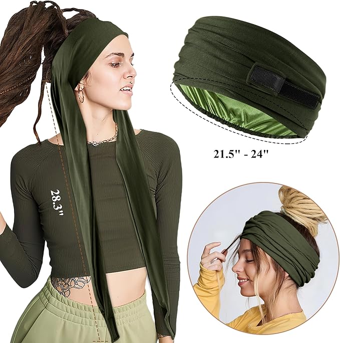 Satin Lined Open Turban Headband Mens Sweatband Sports Headband for Running,Cycling,Basketball,Yoga,Fitness Workout Stretchy Unisex Hairband