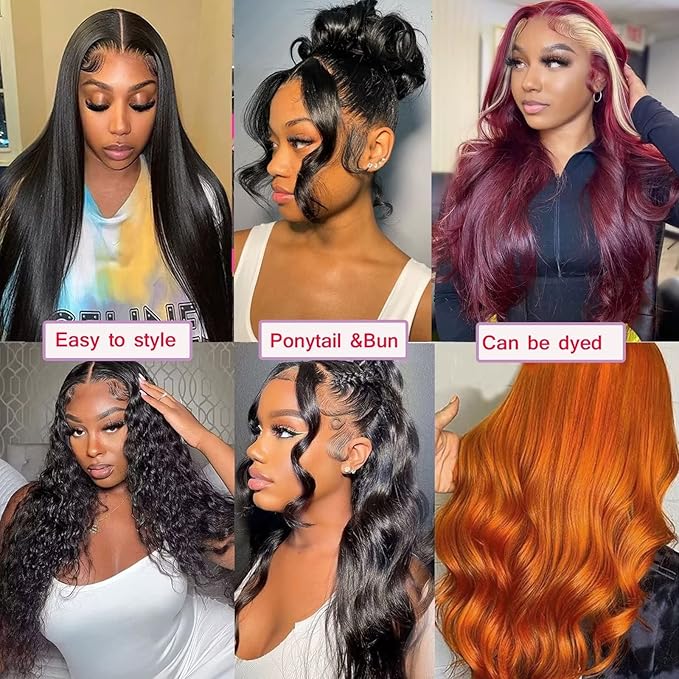 Lemoda Full 13x6 Lace Frontal Virgin Human Hair Wigs 210% Body Wave 13x6 HD Full Lace Front Wigs 15A 24Inch Brazilian Pre Plucked Natural Hairline Thin Knots