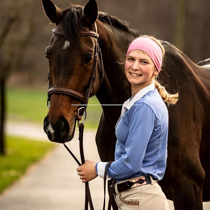 Equestrian Headbands Designed to Wick Moisture and Protect Hair Under Helmets, for Horseback Riding, Biking, and Securing Ear Buds