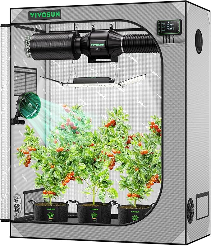 VIVOSUN G425 48"x24"x60" Grow Tent, 4x2 FT Advanced Gray Grow Tent with 19mm Poles, Observation Window and Floor Tray for Hydroponic Plants for VS2000