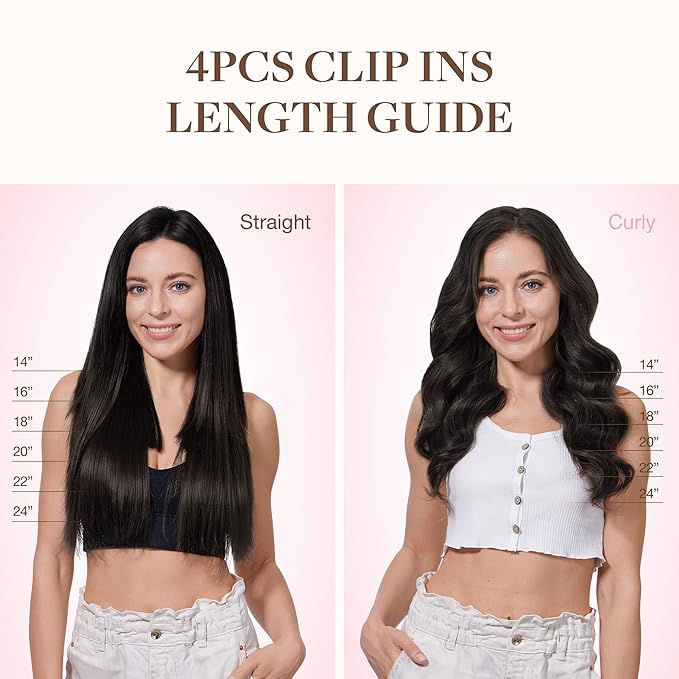 GOO GOO Clip in Hair Extensions Real Human Hair, Remy Human Hair Extensions Clip ins for Women, Natural Human Hair, 14inch 60g 4Pcs, 2 Dark Brown