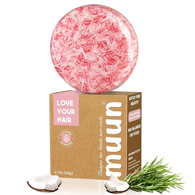Muun Rosemary Shampoo Bars For Hair Growth & Regrowth; Anti Hair Loss; Volumeious, Thickening Hair; Scalp Enhancer; pH Balanced; Sulfate Free & Silicone Free - Pack 1