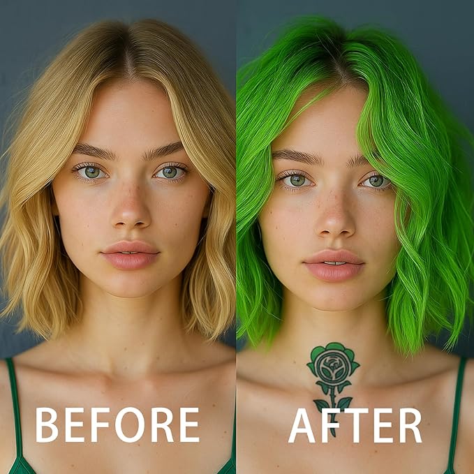 Green Temporary Hair Color Spray for Women Kids Men, One Time Use Washable Hair Spray, Fun Bright Shade for Cosplay, Halloween, DIY Hair Looks, Festivals & Parties, Crazy Hair Day