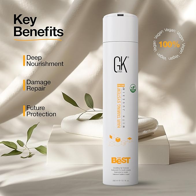 GK HAIR The Best Smoothing Keratin Treatment Professional Brazilian Blowout Complex for Silky Smooth & Frizz-Free Hair Temporary Straightening Long Lasting Shine -10.1 Fl Oz