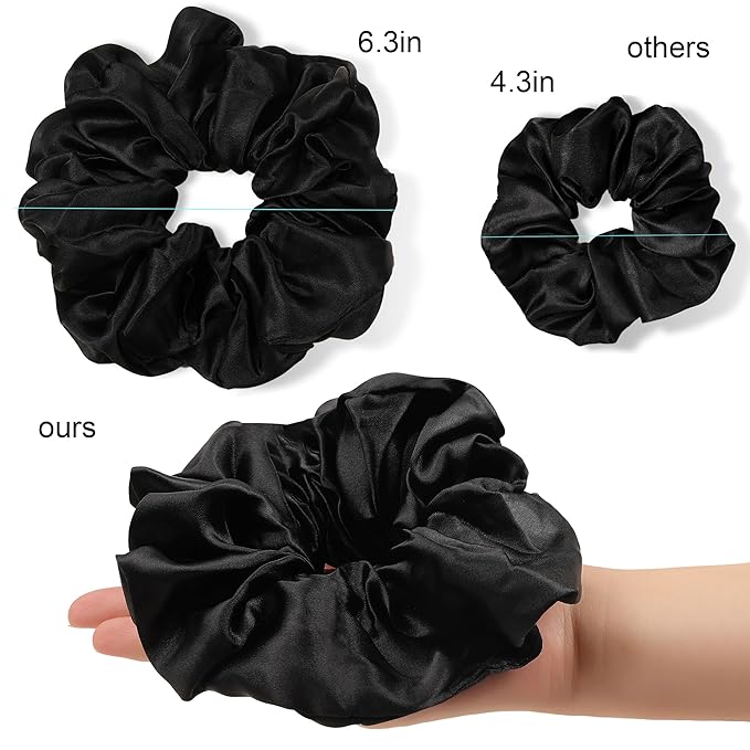 Scrunchies Hair Ties for Women - Big Silk Satin Scrunchie Jumbo Gaint Oversized Cute Scrunchy for Curl Thick Hair Ligas Para el Cabello De Mujer Decorations Hair Accessories Gift for Girls