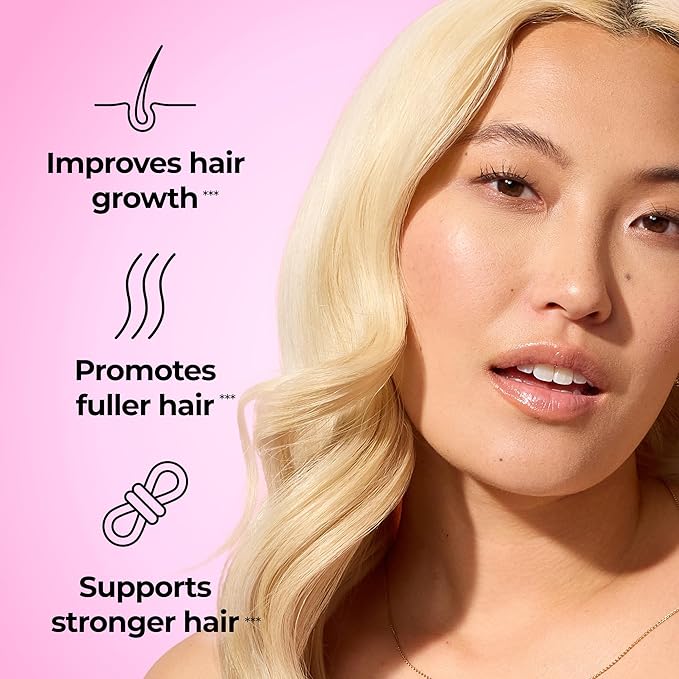 HUM Hair Strong Daily Hair Growth Gummies with Biotin, Zinc, Vitamin B12 to Support Growth, Folic Acid & Vitamin B12 Gummy Vitamins for Healthy Hair Support for Women and Men, 60 Gummies