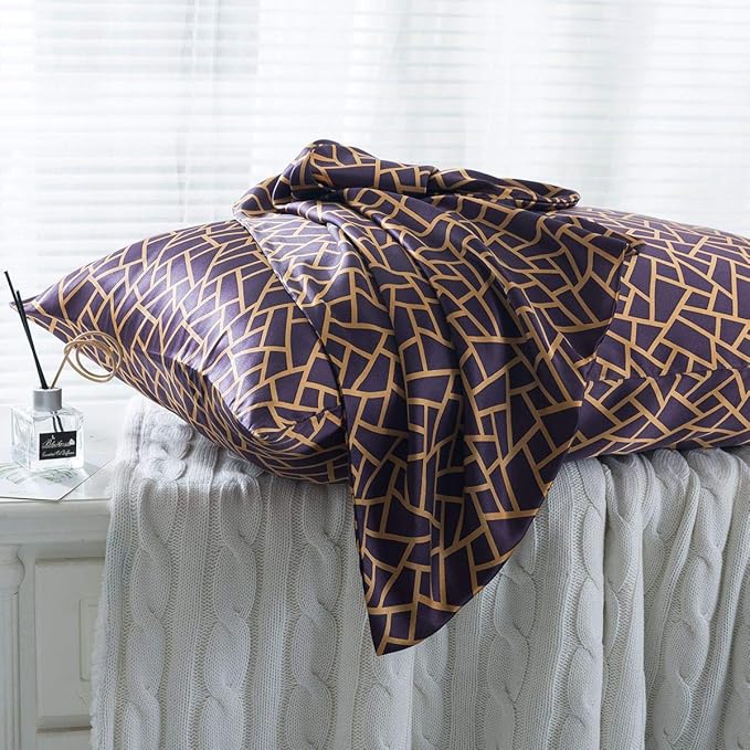 SLPBABY Silk Pillowcase for Hair and Skin with Hidden Zipper Print (Standard(20''x26''), Pattern26)