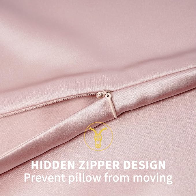 ZIMASILK 100% Pure Mulberry Silk Pillow Cases for Hair and Skin Health,Soft and Breathable,Both Sides Premium Grade 6A Silk, with Hidden Zipper,1pc (King 20"x36", Pale Pink)