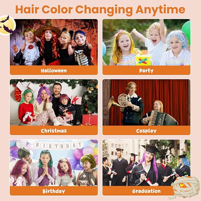 Temporary Orange Hair Color Wax for Kids, Women, Men - Washable Styling Mud, Instant Coloring Gel Cream for Girls, Boys, Teens - DIY Dye for Cosplay, Halloween, Children's Day